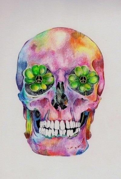  Цветной эскиз тату с изображением черепа