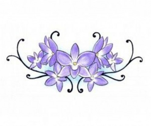 Цветной эскиз татушки цветков орхидеи
