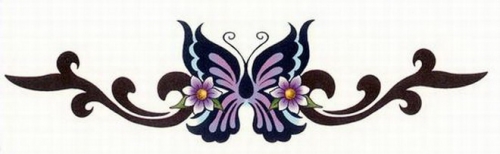 Эскиз татуировки с бабочкой и цветками