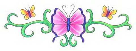 Эскиз татуировки с цветной бабочкой