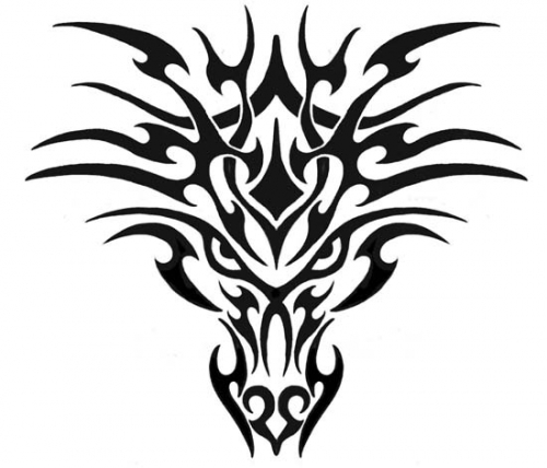 Эскиз тату: Дракон в племенном стиле