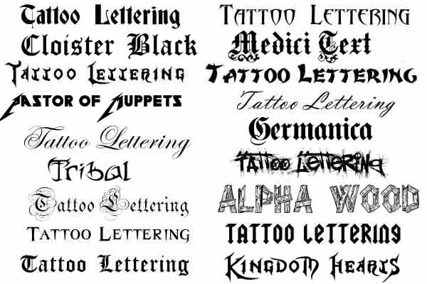 Эскизы шрифтов и надписей для тату