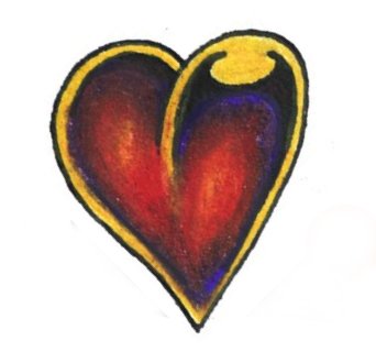 Эскиз тату: Красное сердце с желтой окантовкой