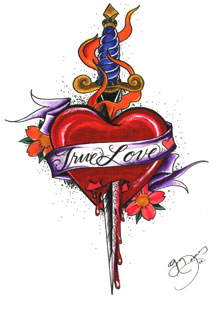 Эскиз татуировки: Сердце пронзенное клинком