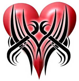 Эскиз татуировки: Эскиз 3D сердца в племенном стиле