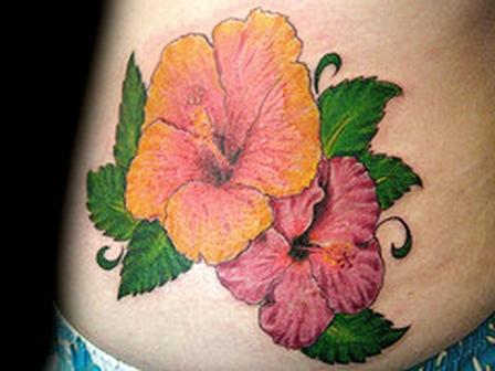 Татуировка с Гибискусом, значение татуировки Гибискус - гавайский цветок, фото тату Гибискус, Hibiscus Flowers Tattoos
