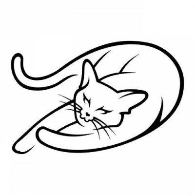 Эскиз тату - спящая кошка