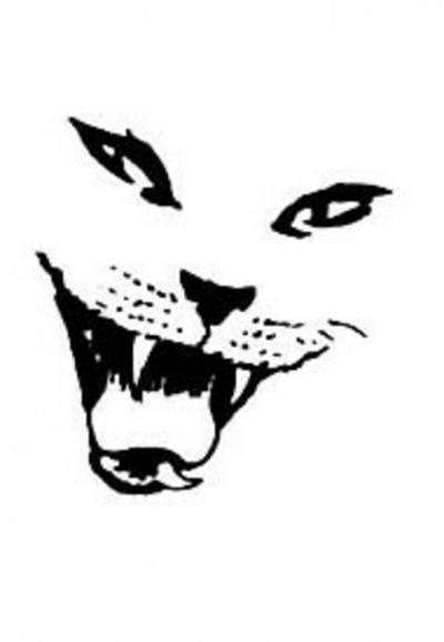 Черно-белый эскиз татушки в виде головы кошки
