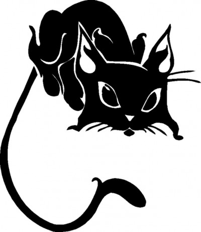 Черно-белый эскиз тату в виде кошки