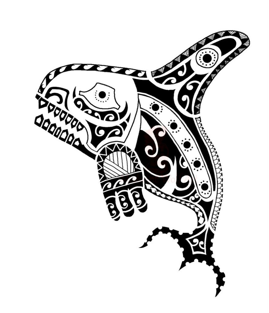 Эскиз татуировки Полинезия акула