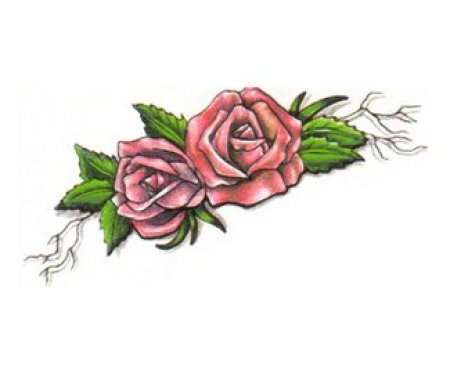 Цветной эскиз татуировки - два цветка розы
