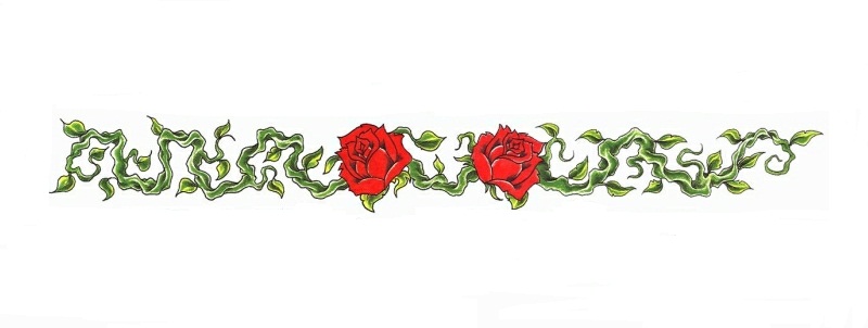 Цветной эскиз тату - узор из цветов красной розы