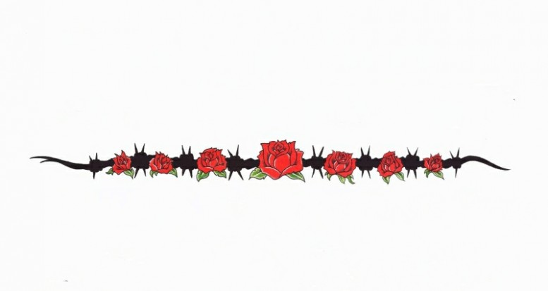 Цветной эскиз тату - узор из цветков красной розы
