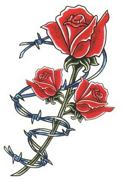 Эскиз тату - роза и колючая проволока
