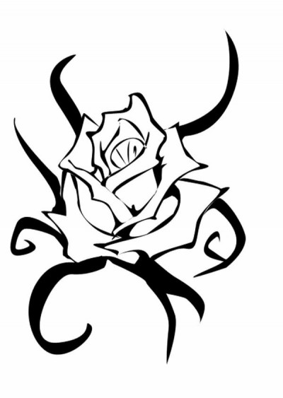 Черно-белый эскиз тату в виде розы