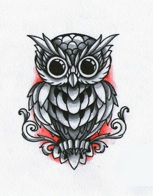 Эскиз татуировки в виде совы