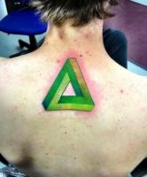 Тату зеленый треугольник на шее