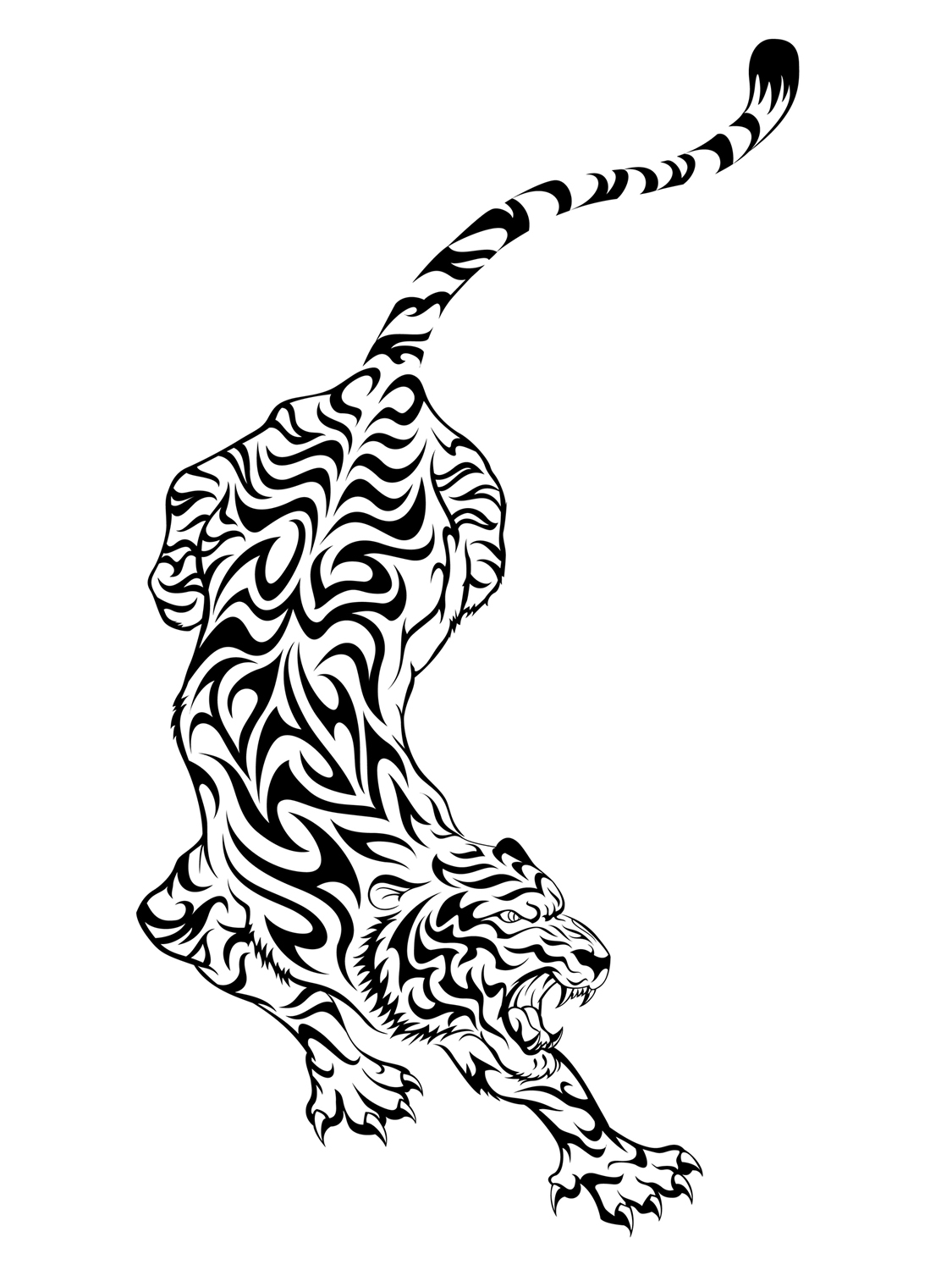 Эскиз татуировки трайбл тигр (Tribal Tiger)