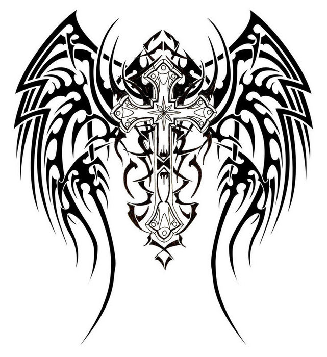Эскиз трайбл татуировки (tribal) - летучая мышь