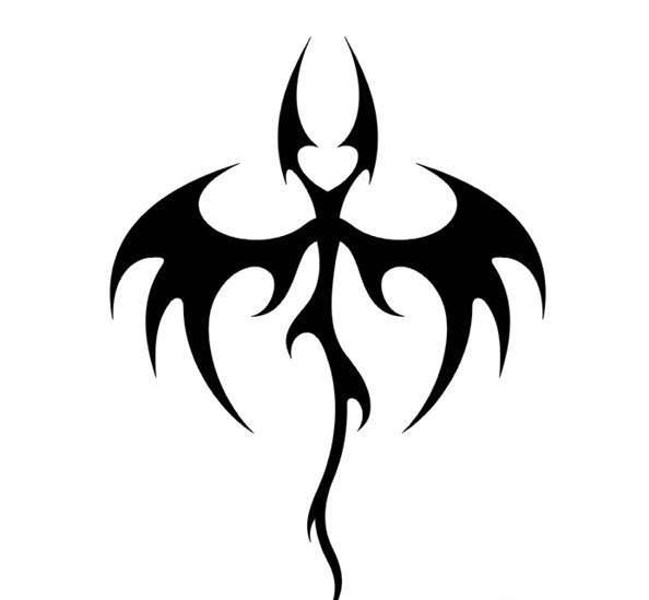 Эскиз трайбл татуировки (tribal) - летучая мышь дракон