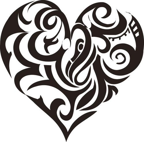 Эскиз трайбл татуировки (tribal) - сердце