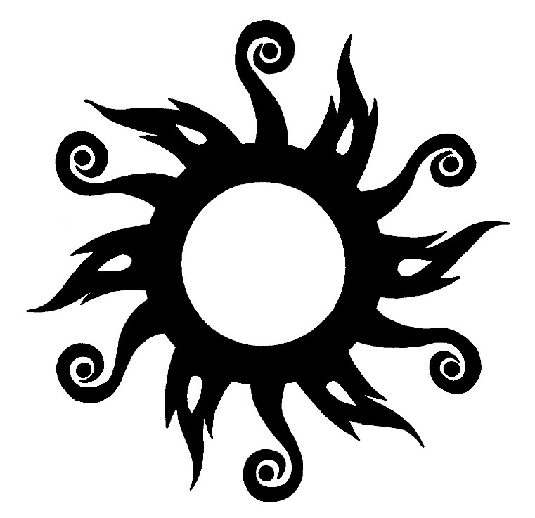 Эскиз трайбл татуировки солнце (tribal sun)