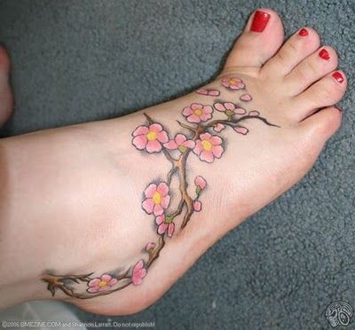 Татуировка цветы вишни, значение татуировки цветок вишни, фото тату цветок вишни