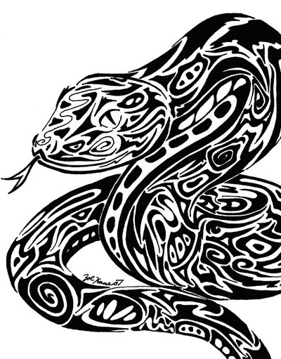 Эскиз татуировки змея полинезия