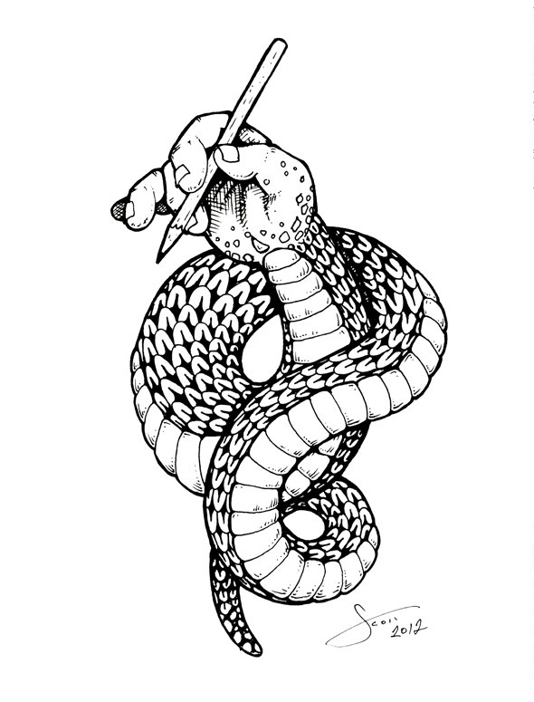 Эскиз змея рука
